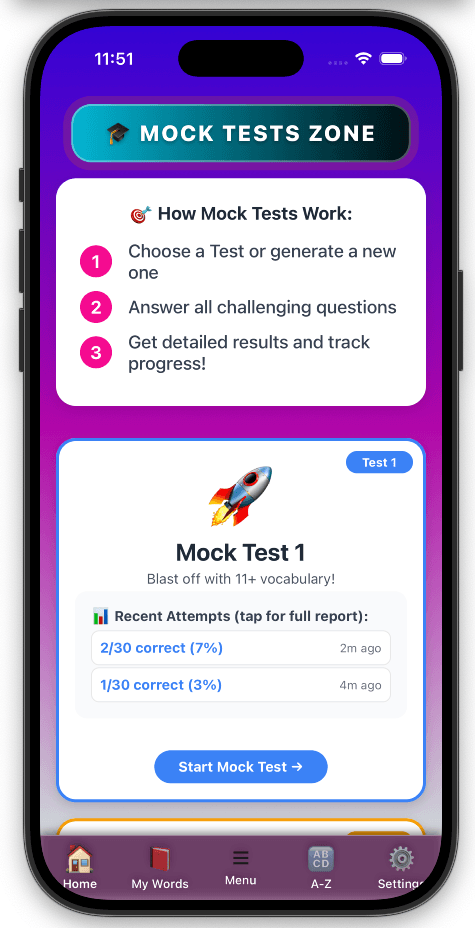 Unlimited 11+ Mock Tests - Simulate real CEM and GL Assessment exam conditions